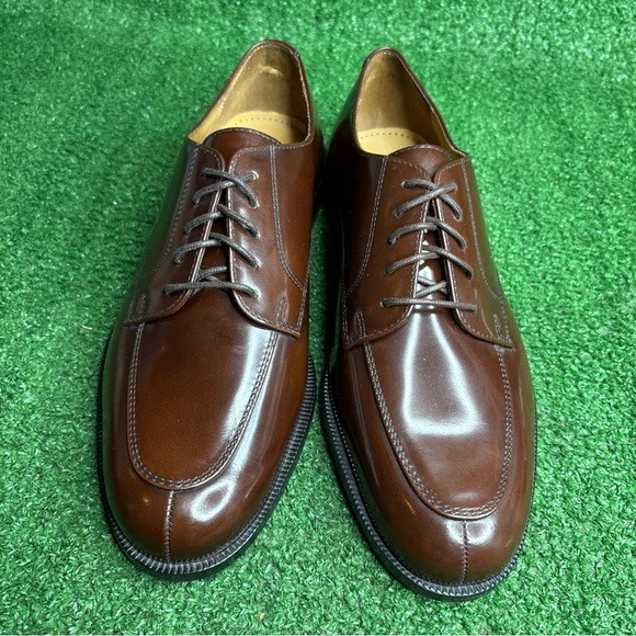 Cole Haan Men’s 8.5 Brown Patent Leather Split Toe Oxford Shoes - NEW - Picture 2 of 12
